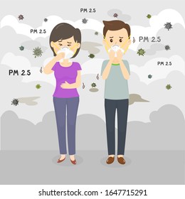 Effect of Air Pollution for People Vector