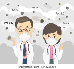 Effect of Air Pollution for People Vector
