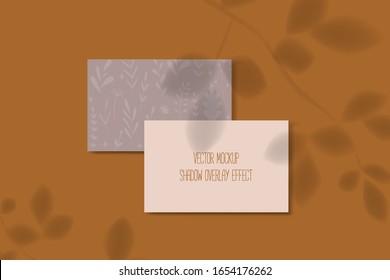 The effect of applying a transparent shadow to the plant leaf. branch, sunlight. Template for design, natural nature. vector mockup