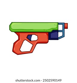 Caricatura de la pistola del bláster del efecto. Energía del haz, extraterrestre futurista, signo de la pistola del bláster del efecto de la luz del rayo. Ilustración vectorial aislada del símbolo