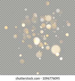 Effect of bokeh circles isolated on transparent background. Christmas glowing warm orange glitter element that can be used. EPS 10 vector file