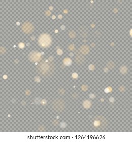 Effect of bokeh circles isolated on transparent background. Christmas glowing warm orange glitter element that can be used. EPS 10