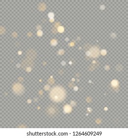 Effect of bokeh circles isolated on transparent background. Christmas glowing warm orange glitter element that can be used. EPS 10