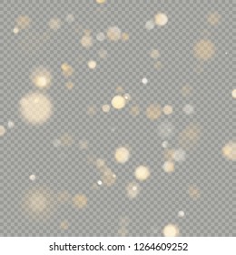 Effect of bokeh circles isolated on transparent background. Christmas glowing warm orange glitter element that can be used. EPS 10