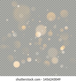 Effect of bokeh circles isolated on transparent background. Christmas glowing warm orange glitter element that can be used. EPS 10