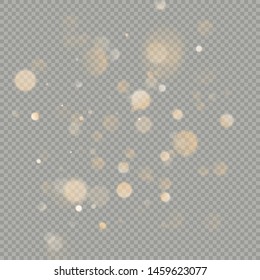 Effect of bokeh circles isolated on transparent background. Christmas glowing warm orange glitter element that can be used. EPS 10