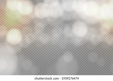 Efecto de los círculos de bokeh aislados sobre un fondo transparente. Elemento de brillo naranja cálido y brillante de Navidad que se puede usar. EPS 10