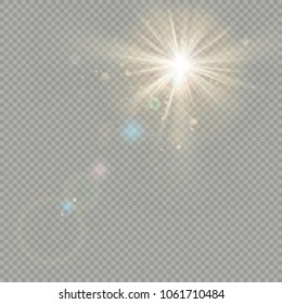 Effect of bokeh circles with sun shine. Lens flare effect. EPS 10 vector file