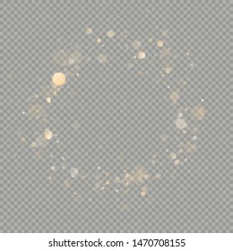 Effect of bokeh rins circles isolated on transparent background. Christmas glowing warm orange glitter element that can be used. EPS 10