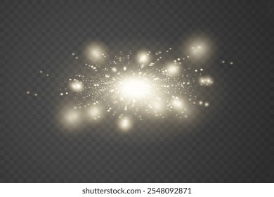 The effect of a bright explosion, the shine of shining dust and flash.