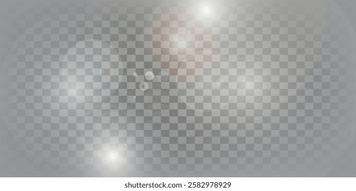 The effect of a bright golden flash of light on a transparent background with rays and glare. Light yellow light blur effect. Vector illustration	
