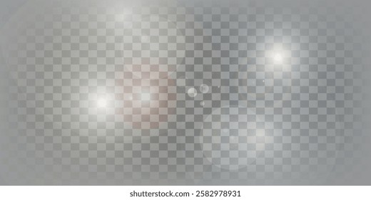 The effect of a bright golden flash of light on a transparent background with rays and glare. Light yellow light blur effect. Vector illustration	
