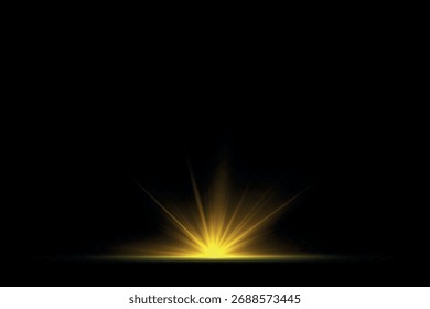The effect of a bright golden flash of light on a transparent background with rays and glare. Light yellow light blur effect. Vector illustration 10 EPS for web design