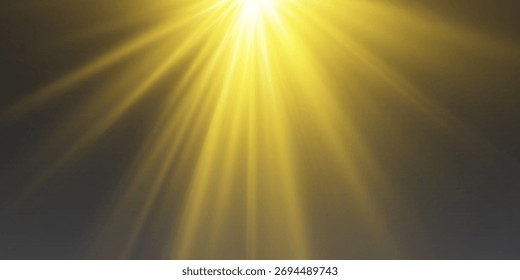 El efecto de los rayos de sol dorados brillantes y la luz.