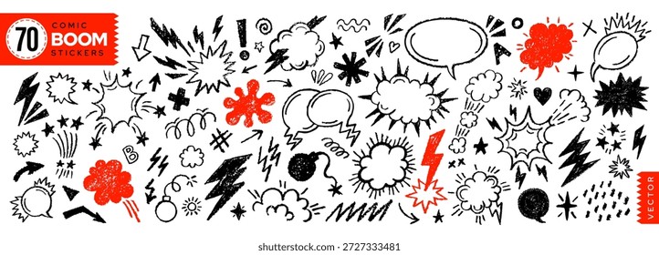 Effect comic cartoon. Line doodle pop. Comic bomb splash vector icon. Speech bubble blast, explosive element, fight, sound, emoji. Superhero effect draw. Pop accent bounce speed. Png on transparent bg