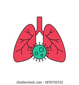 Die Wirkung von Coronavirus auf die menschliche Lunge. Symbol der mit dem Covid-19-Virus infizierten Lungen