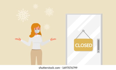 The effect of the coronavirus pandemic in global business. Store closed due to virus quarantine.