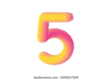 Effect design number "5" isolated on white background.