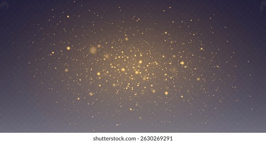 Effect of dust and sparks. Glowing light effect. On a transparent background.