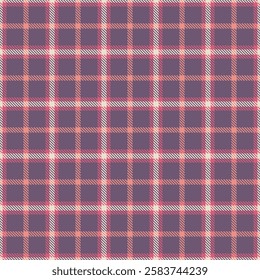 Effect fabric vector pattern, robe tartan seamless texture. Decor background check plaid textile in red and pastel colors palette.