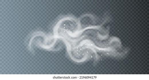 The effect of a fabulous magical winter snowstorm. Christmas snow background. Wind swirl with snowflakes and shimmering effects. Snow storm concept. Vector