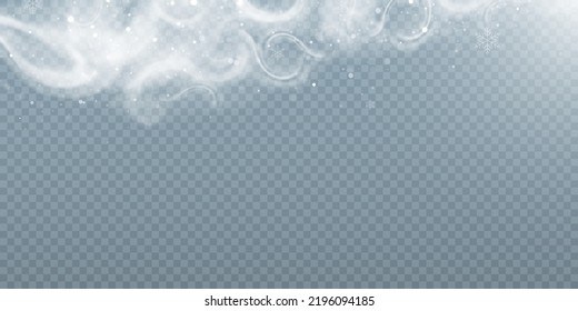 The effect of a fabulous magical winter snowstorm. Christmas snow background. Wind swirl with snowflakes and shimmering effects. Snow storm concept. Vector