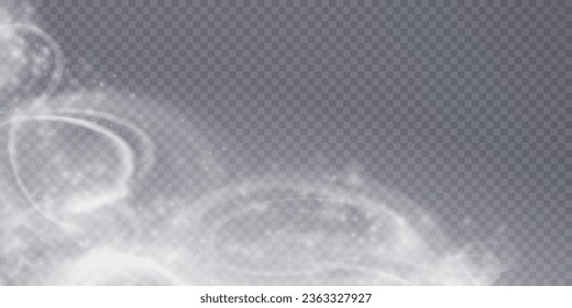 The effect of a fabulous magical winter snowstorm. Christmas snow background. Wind swirl with snowflakes and shimmering effects. Snow storm concept. Vector