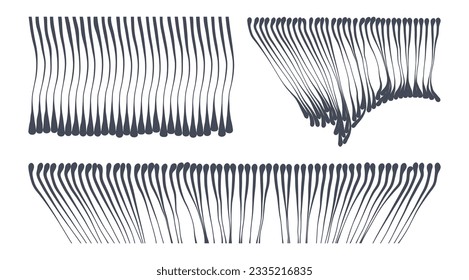 Effect flowing drops liquid. Blue droplets hang. Something hanging down. Cover design template. Vector illustration for brochure, poster, presentation, flyer or banner.