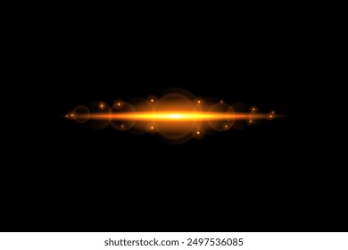 Der Effekt der Blendung des goldenen Lichts. Auf dunklem Hintergrund.