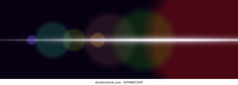The effect of glare and lens. Light line of light.