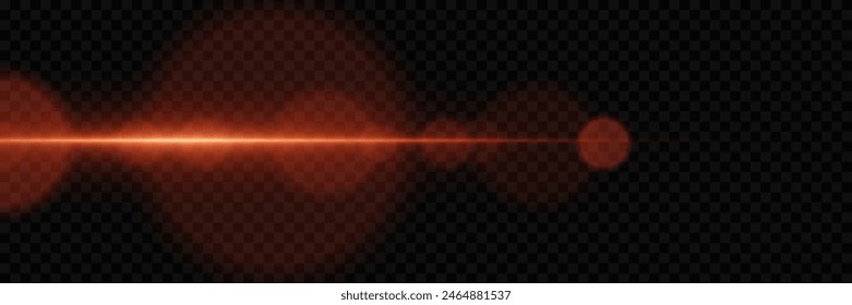 The effect of glare and red lines. Bokeh glows and sparkles. On a transparent background.	

