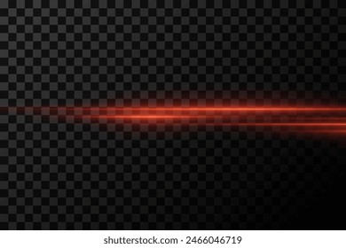 The effect of glare and red lines. Bokeh glows and sparkles. On a transparent background.