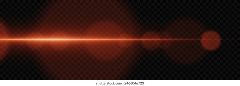 The effect of glare and red lines. Bokeh glows and sparkles. On a transparent background.