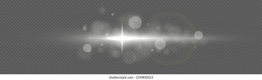 Effect glare, sun lens rays. White lights bokeh glitter and sequins. Shining star explosion, sun particles blur and sparks with highlight effect. Transparent light flare and sparkles lines set, vector