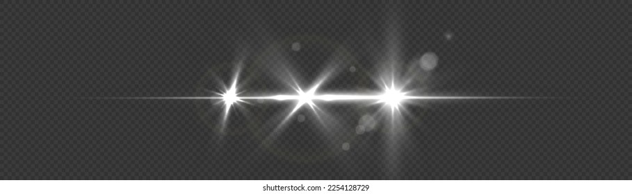 Effect glare, sun lens rays. Shining star explosion, sun particles blur and sparks with highlight effect. Transparent light flare and sparkles lines set. White lights bokeh glitter and sequins, vector