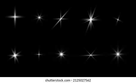 The effect of glowing lights, flares, explosion and stars. Special effect on black background