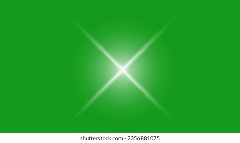 Effect of glowing star lights, flares, explosion and stars. Special effect isolated on transparent background. The effect of sparkling white dust on a green background.