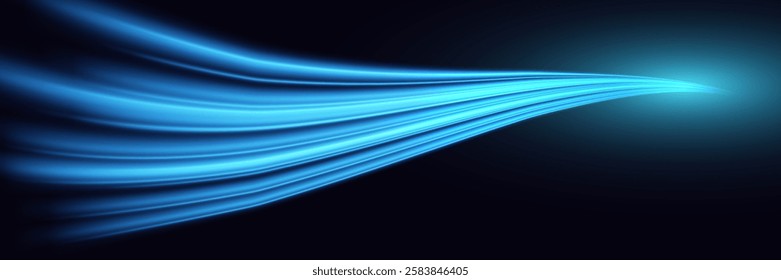 The effect of high-speed light trails. Light curved blue speed line, flash of light. Vector. EPS10.