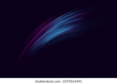 The effect of high-speed light trails. Futuristic dynamic motion technology. Neon glowing lines.	
