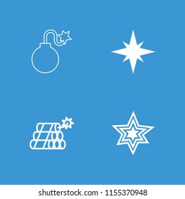 Effect icon. collection of 4 effect filled and outline icons such as explosion. editable effect icons for web and mobile.