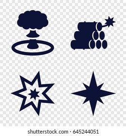 Effect icons set. set of 4 effect filled icons such as dynamite