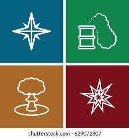 Effect icons set. set of 4 effect outline icons such as explosion, smoking can