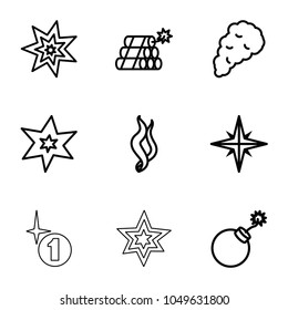 Effect icons. set of 9 editable outline effect icons such as explosion, smoke
