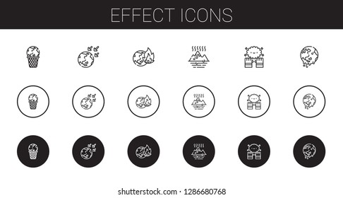 effect icons set. Collection of effect with global warming, magic. Editable and scalable effect icons.