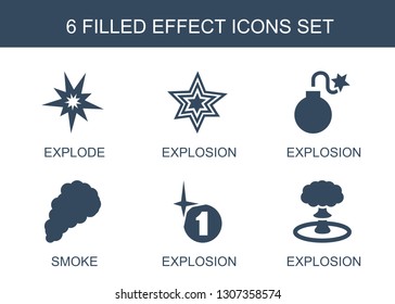 effect icons. Trendy 6 effect icons. Contain icons such as explode, explosion, smoke. effect icon for web and mobile.