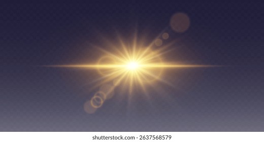 The effect of a light flash, the glare of light rays and the lens.