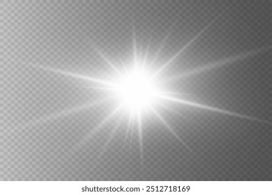 El efecto de la luz y el flash. Estrella y explosión de bengala.
