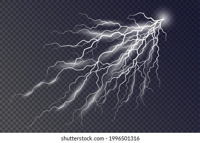 The effect of lightning and lighting set of zippers thunderstorm and lightning
 symbol of natural strength or magic light and shine abstract electricity and explosion vector illustration