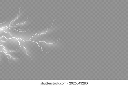 The effect of lightning and lighting, set of zippers, thunderstorm and lightning, symbol of natural strength or magic, light and shine, abstract, electricity and explosion, vector illustration, eps 10