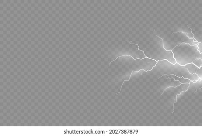 Efecto de relámpagos e iluminación, conjunto de cremalleras, tormenta y relámpago, símbolo de fuerza natural o magia, luz y brillo, abstracto, electricidad y explosión, ilustración vectorial, eps 10